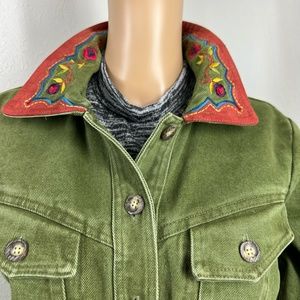 ROPA by Hairston Roberson, Vintage Western Olive Denim Jacket, Embroidered, M